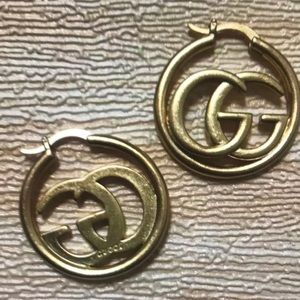 Gucci sterling Gold double G hoop earrings